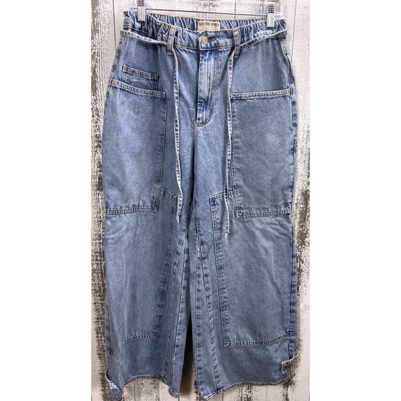 We The Free Women's Cropped Jeans Denim Carpenter Utility Pants S/S Small - Picture 1 of 8